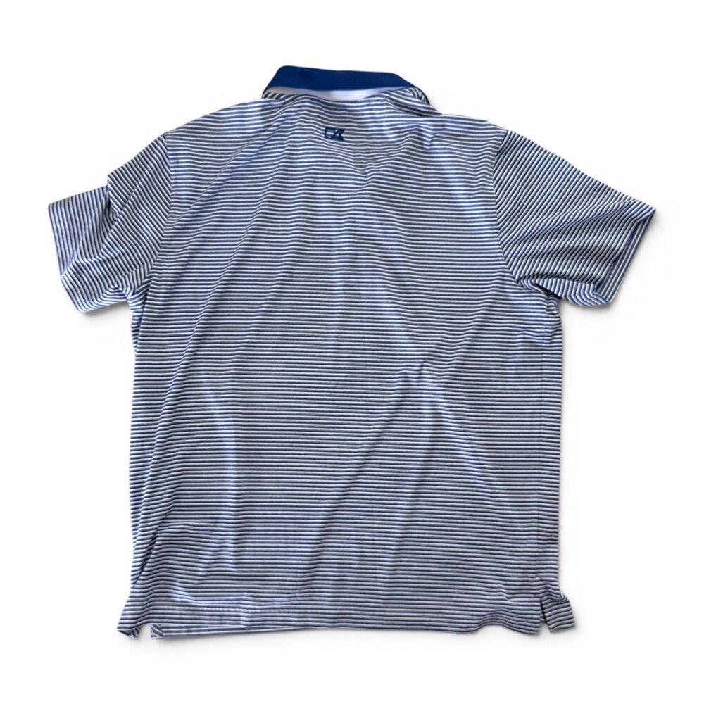 Cutter & Buck Buffalo Bills Tailored Fit Striped Polo Shirt Blue White Men's XL - Picture 2 of 5